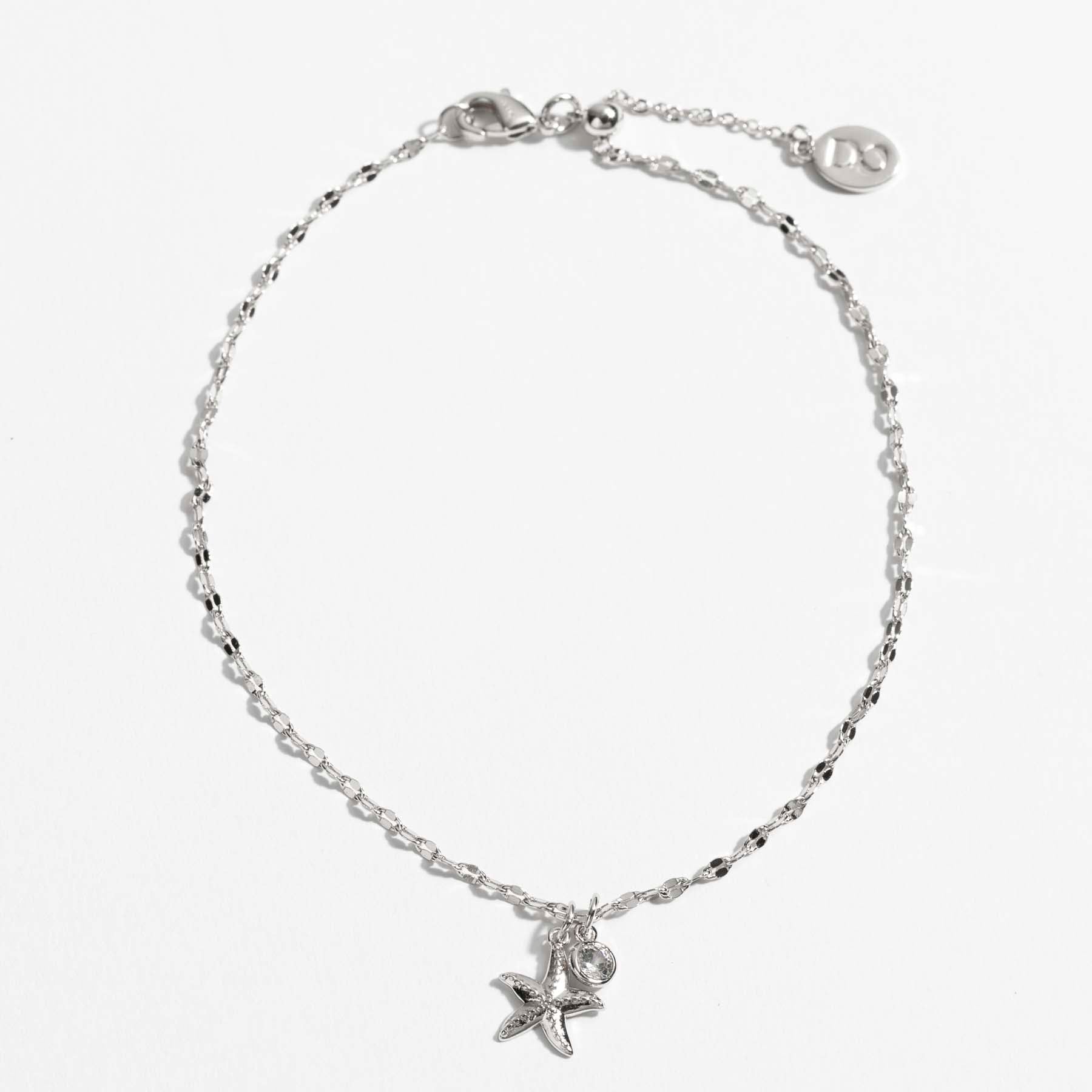 צמיד רגל Starfish כסף קריסטל