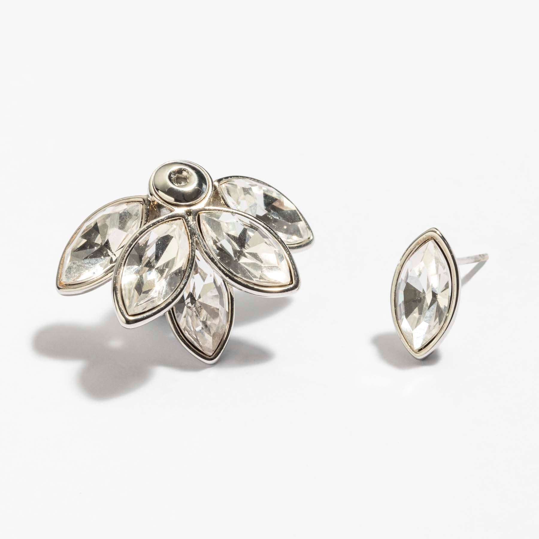 עגילי Petals כסף קריסטל