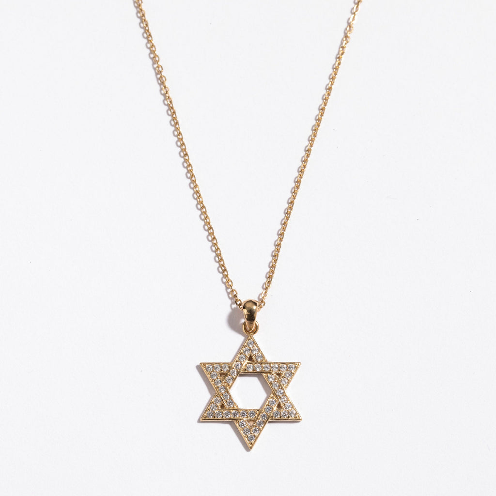 שרשרת מגן דוד משובצת זהב קריסטל
