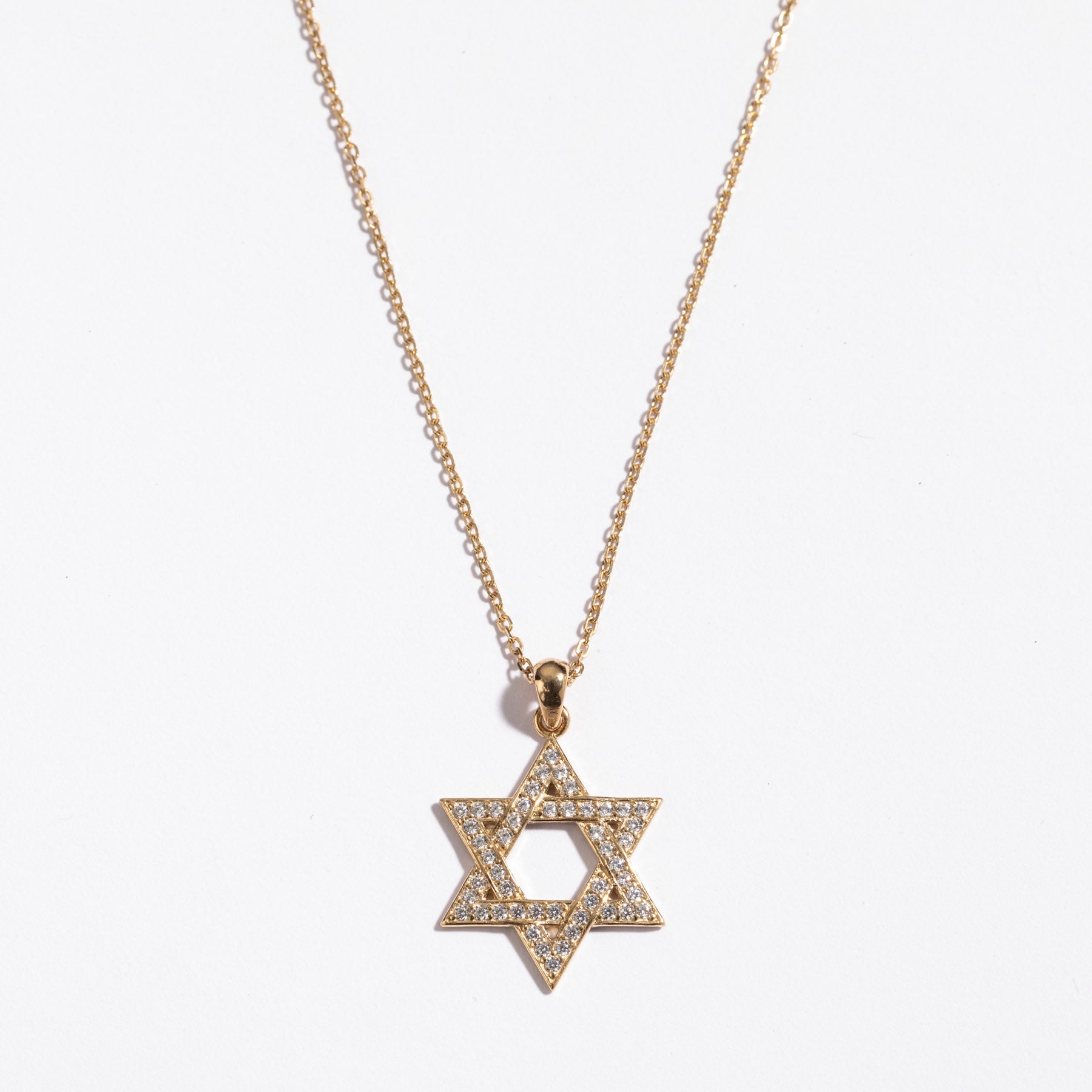 שרשרת מגן דוד משובצת זהב קריסטל